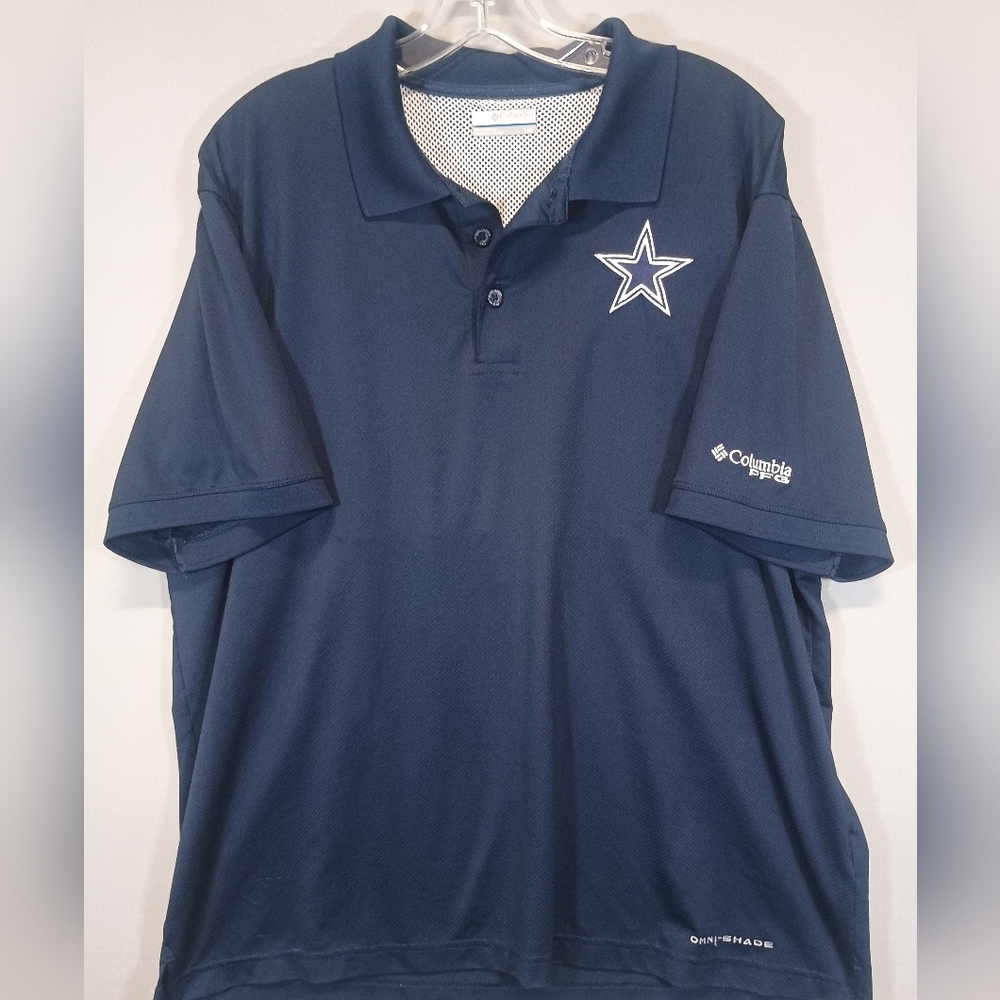 Columbia PFG Men’s Large Navy Dallas Cowboys Omni-Shade Polo Shirt